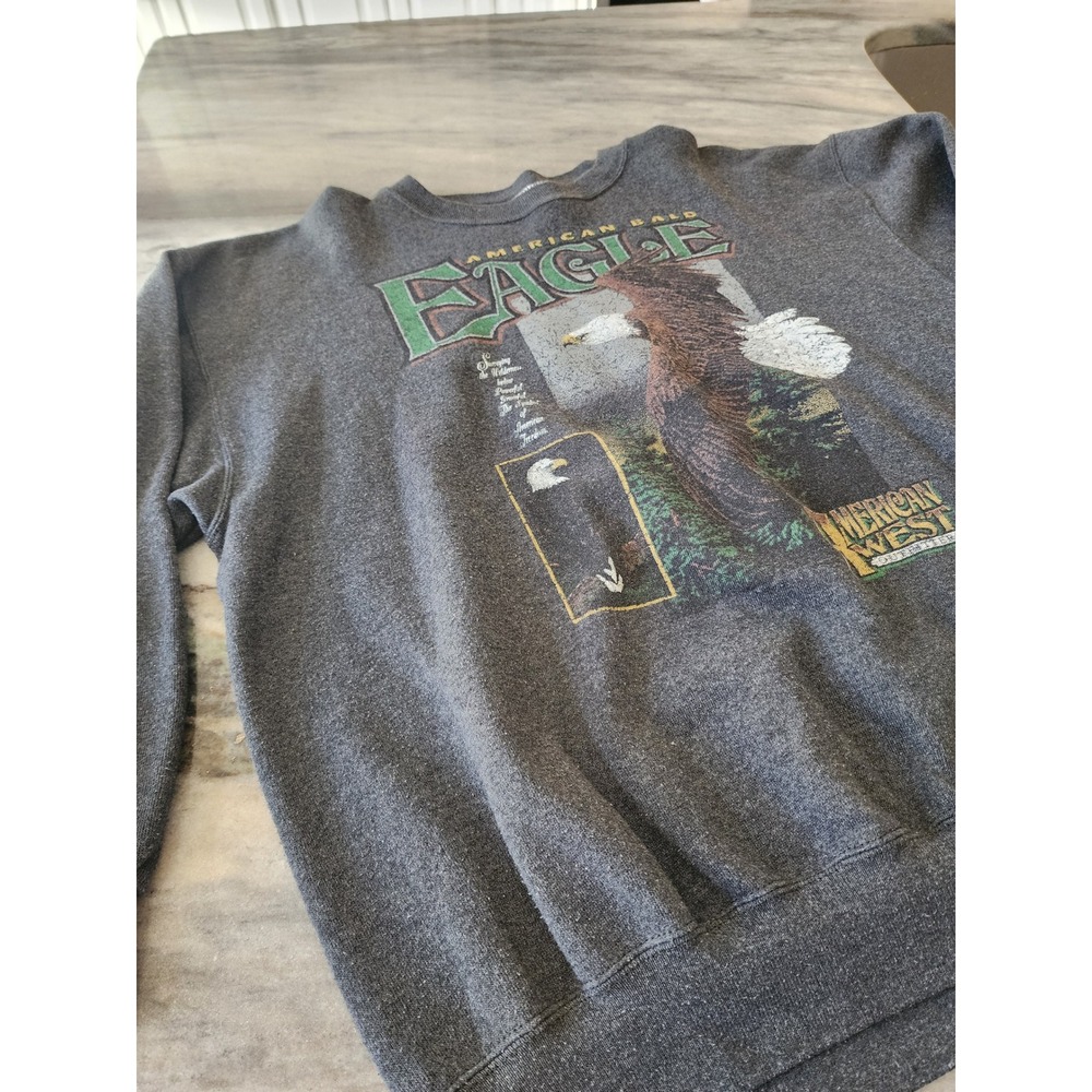 Vintage 90s Tultex American Bald Eagle Graphic Sweatshirt Mens X Large‎ Gray - Picture 3 of 7